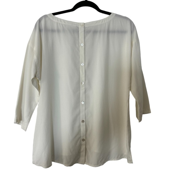 NWT J.Jill Back Button Up Cream Blouse Size Petite Medium - Picture 3 of 9